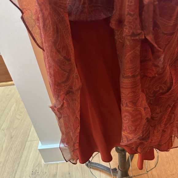 Silk Carmen Marc Valvo Dress in Copper Paisley - Picture 8 of 11